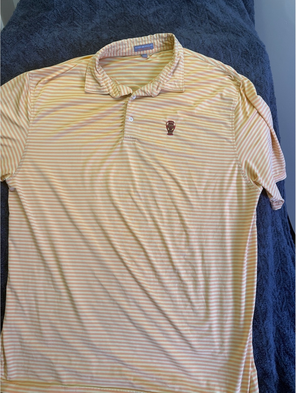 Peter Millar XL Striped Polo Shirt with Crest Logo